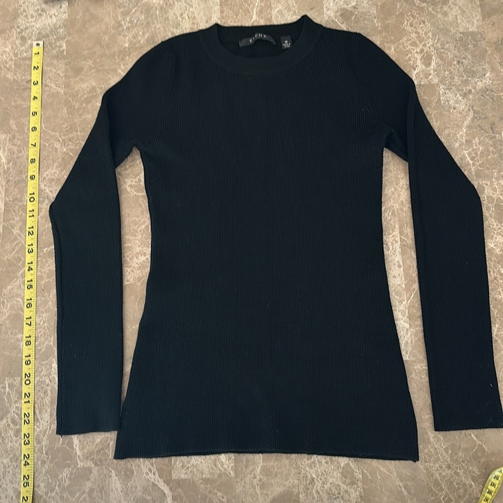Cyrus Long Sleeve Black Crewneck Sweater
